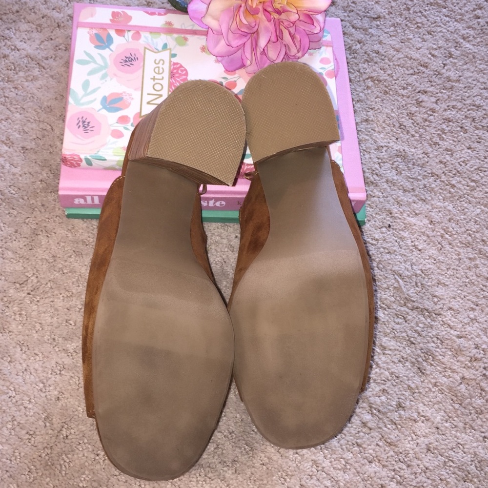 Tan Suede Wedge Mules - Picture 4 of 4